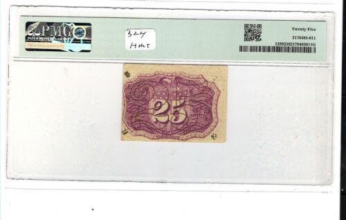 US 25c Fractional Currency Note 2th Issue 18-63-T-1 Surcharge FR 1289 PMG 25 - Picture 2 of 2