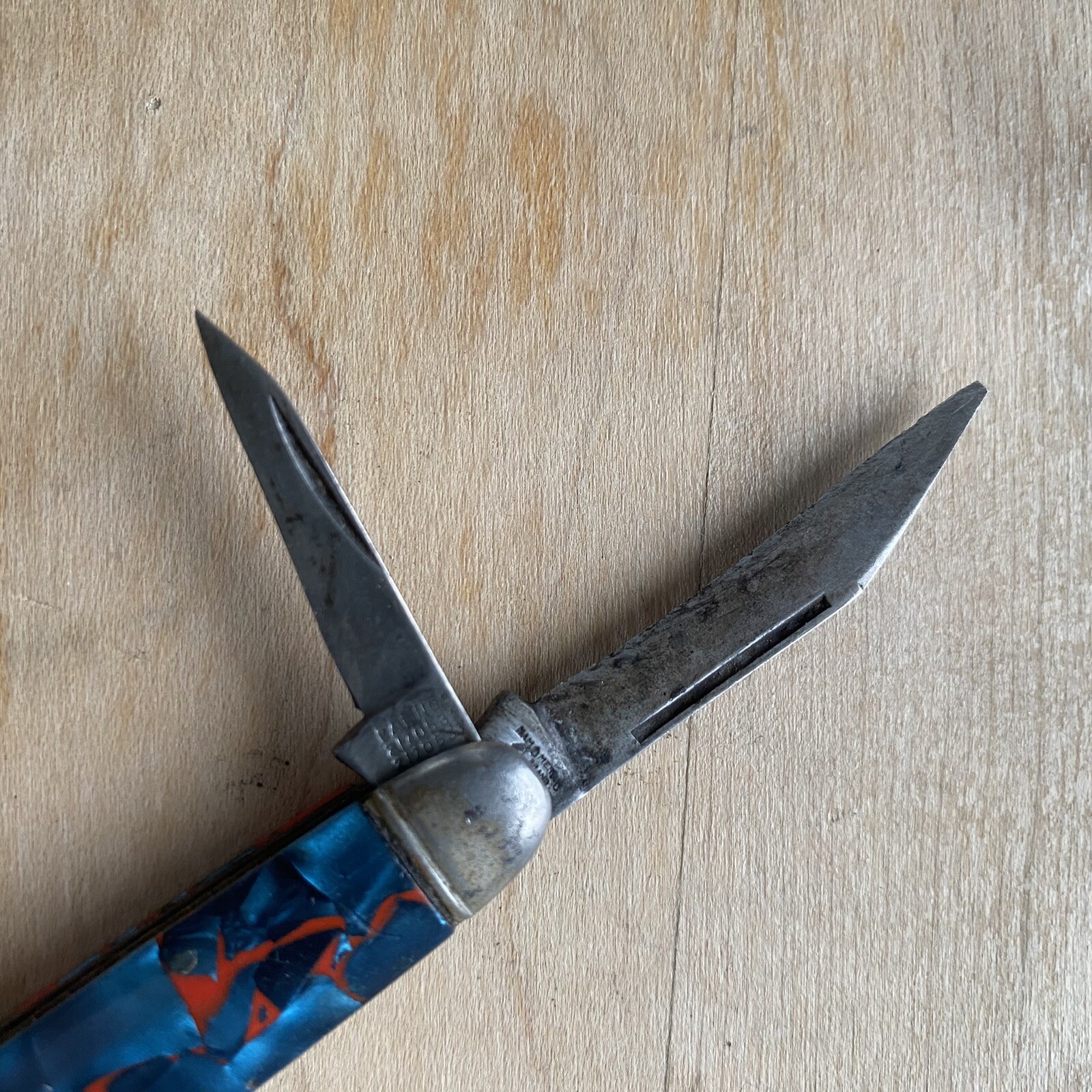 Vintage Pocket Knife Hammer Brand USA Celluloid Grips Red Blue 2 Blade NICE! eBay