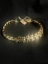 Uno De 50 Divine Black Crystal Choker  Necklace Gold Plated Retail $1,535.00