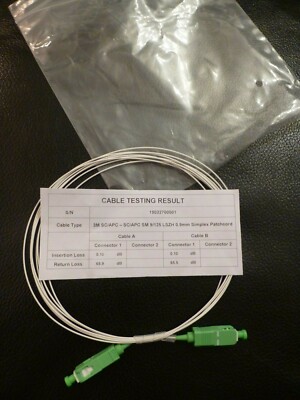 Fiber Optic Patch Cable 3M SC/APC - SC/APC SM 9/125 LSZH 0.9mm Simplex Patchcord