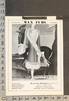 1927 FASHION WOMEN MAX FURS PARIS FRENCH ART DECO DEER GARCIA BENITO AD WW36