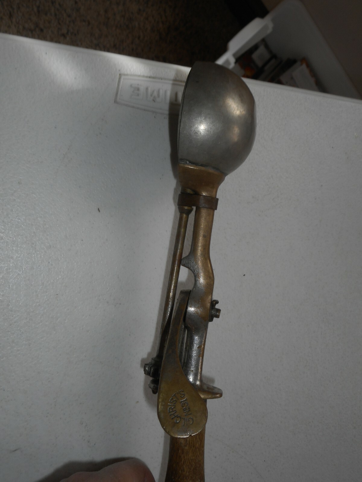 Vintage Gilchrist No 31 Brass Ice Cream Scoop 11" Long 20 Scoop Wooden
