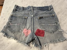 Vintage 1970s LEE RIDERS Denim Jean Cutoff shorts w/patchwork Stitching