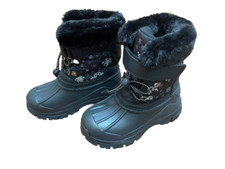 new GIRLS SNOW BOOTS sz 11K 29 or 13K 31 black snowflakes warm Winter Shoes