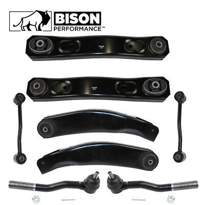 Bison Performance 8pc Front Control Arm Sway Bar Outer Tie Rod End Kit For Jeep