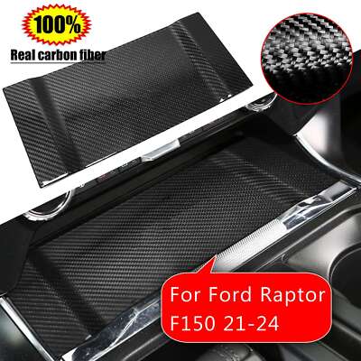 Real Carbon Fiber Console Wireless Charger Panel Trim For Ford F150 2021-2024