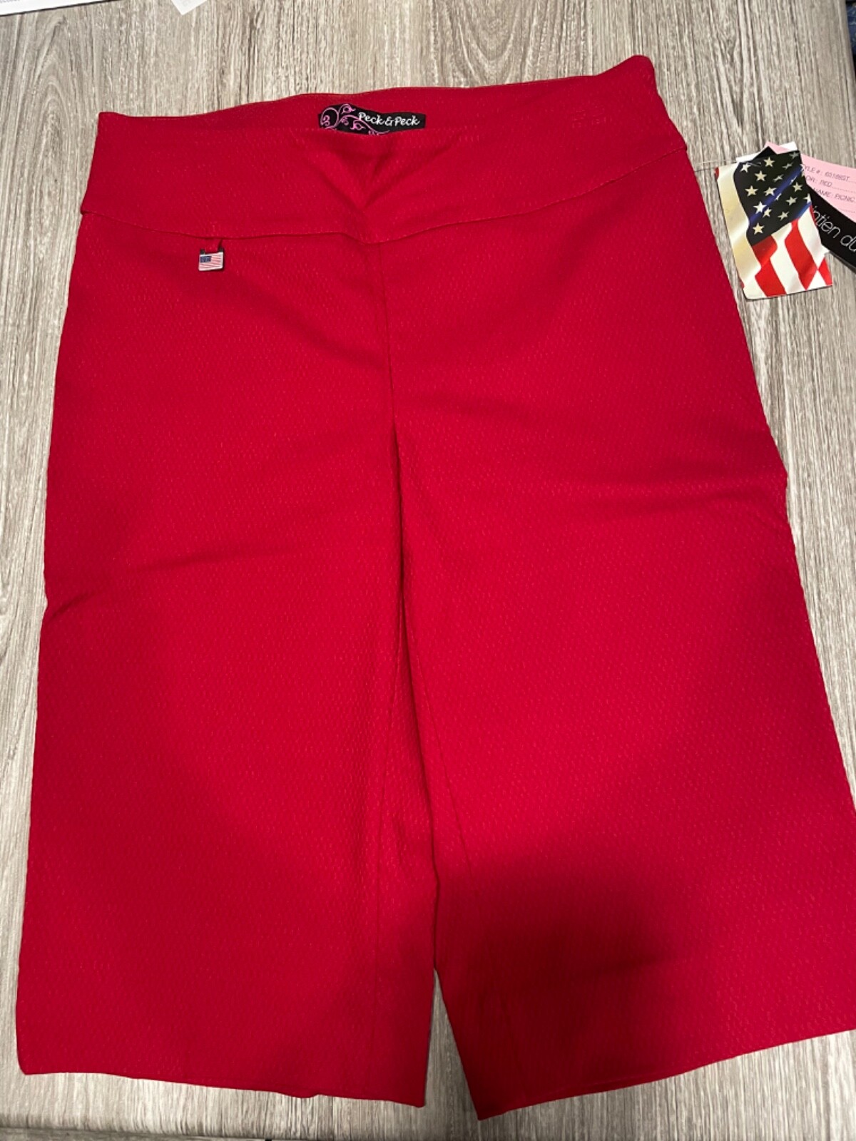 Peck u0026 Peck Weekend Women's Red Flat Front Capris Stretch Pants Size 4 |  eBay