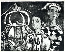 Original LEON KARP Etching Aquatint "Carnival" MoMA Listed Artist USA Modernist