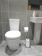 CHROME STAINLESS STEEL TOILET LOO ROLL HOLDER BATHROOM STORAGE FREE STANDING NEW