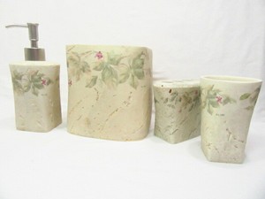 Croscill Ivy Bath Accessories 4 Pc Tissue Lotion Cup And Toothbrush Holder Ebay