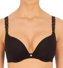 Natori Pure Luxe Push-Up T-Shirt Bra Black 727321 NWT Size 32D