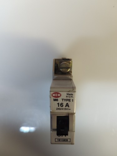 MEM 16 AMP TYPE 1 M6 MCB CIRCUIT BREAKER 161QEB - Picture 3 of 6