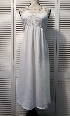 C'est Toi Black Label Dress Womens Size Small Ivory Halter Midi V-Neck Ruched