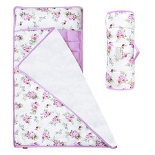 Toddler Portable Nap Mat with Soft Pillow Fleece Minky Blanket for Preschool