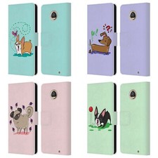 OFFICIAL GRACE ILLUSTRATION DOGS LEATHER BOOK WALLET CASE FOR MOTOROLA PHONES