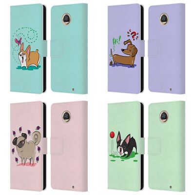 OFFICIAL GRACE ILLUSTRATION DOGS LEATHER BOOK WALLET CASE FOR MOTOROLA PHONES