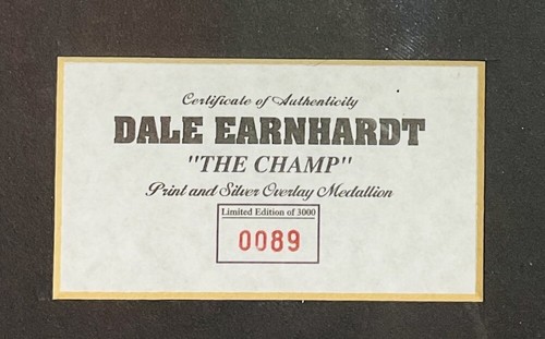 DALE EARNHARDT HIGHLAND MINT SILVER COIN #89/ CARD / LITHOGRAPH #29/3000 FRAMED - Picture 2 of 7