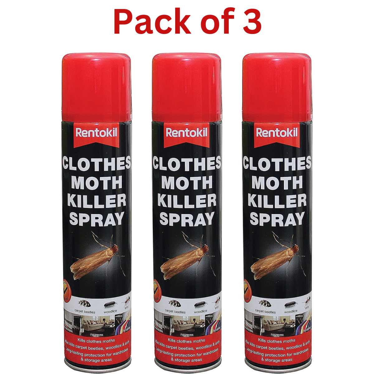 Rentokil PSC100 Clothes Moth Insects Killer Spray Kills eggs,Woodice