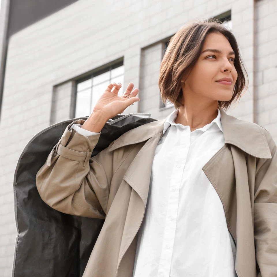 2x Reise Kleidersack XL 150x60cm lang Schwarz Vlies Kleiderschutzhülle Anzugsack - Bild 4 von 4