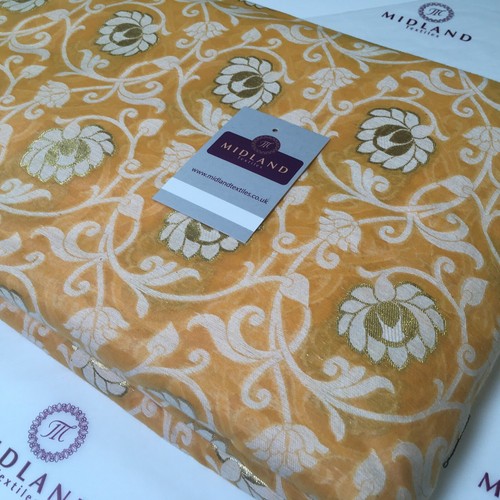 Floral Cotton Indian Banarsi Brocade Faux Silk Waistcoat Fabric 110 cm M1276 - Picture 24 of 66
