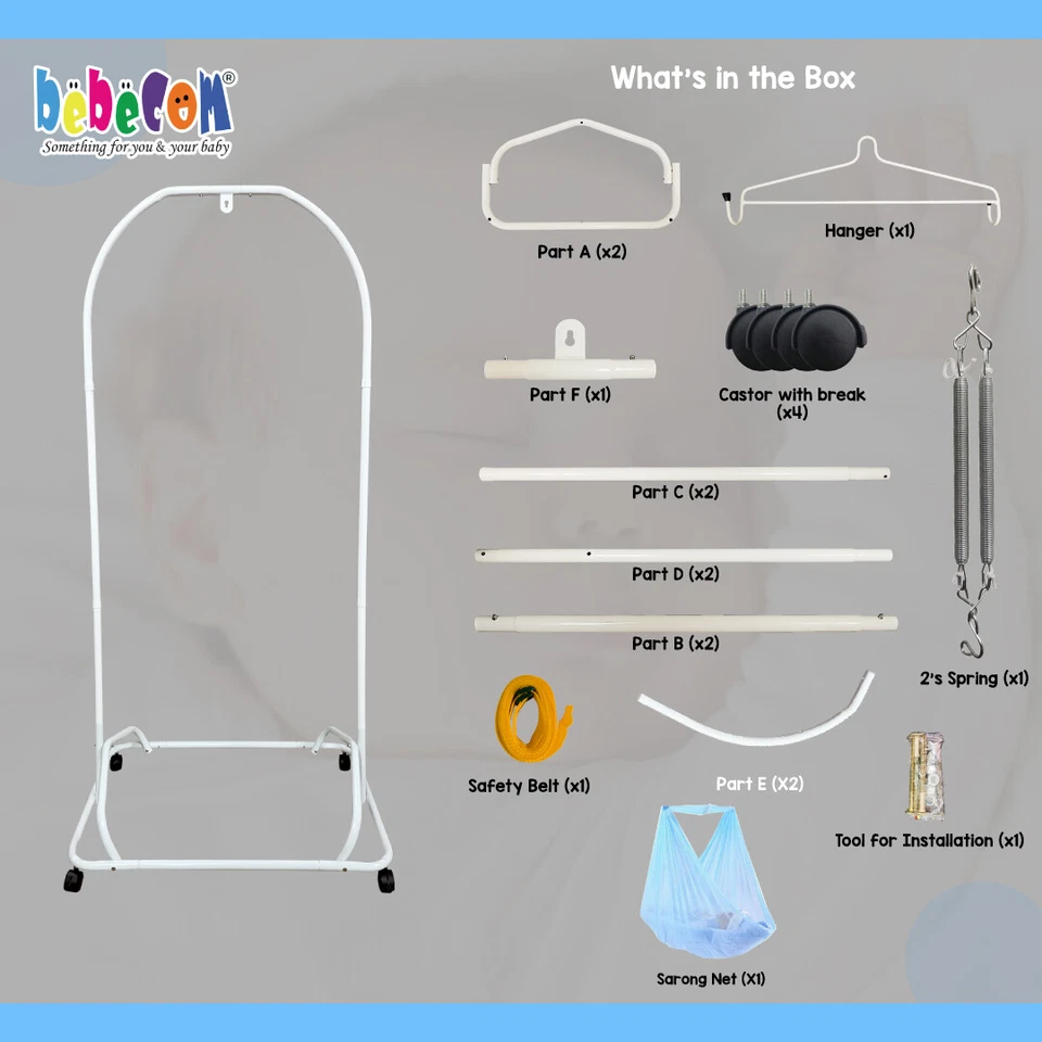 Asia Baby Cradle Baby Hammock For 6 - 32lbs Baby, Infant, Full Accessories - image 3 of 4