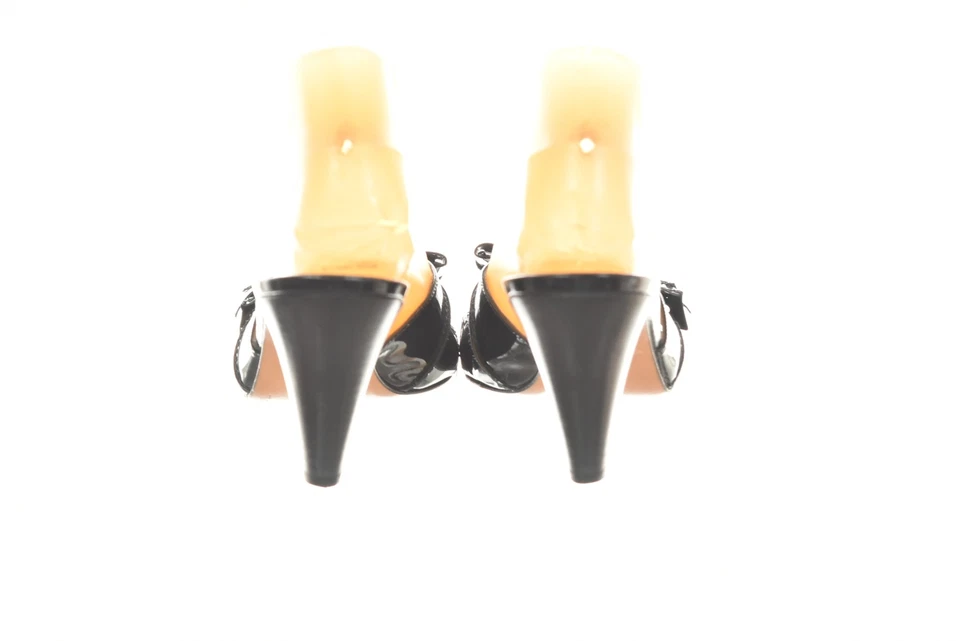 Zapatos Nanette Lepore para mujer talla 8,5 negros lisos tacones deslizables charol tacón sandalia Foto 4 de 4