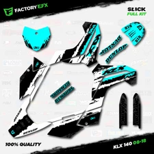 White & Cyan Slick Racing Graphics Kit fits 08-18 Kawasaki KLX140 KLX 140 Decal