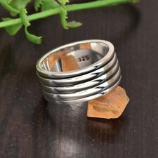 925 Sterling Silver Spinner Ring Meditation Ring Triple band Spinning , All Size