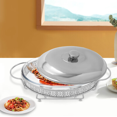 2L Catering Stainless Steel Chafer Dish Chafing Set Full Size Buffet Dish Silver