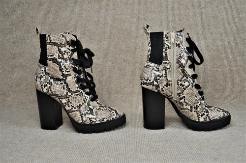 Steve Madden Women's Latch Tan Snake Faux Leather Heel Boots, Size 7.0 - Picture 7 of 9
