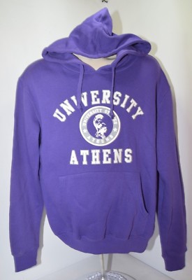 VTG TopLine Purple University Athens Hooded Sweatshirt Mens XL