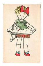 Fillette avec chat blanc. Timbres découpés