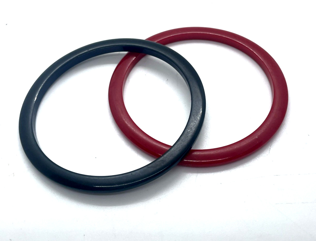 Cherry Red and GreenBakelite Stackable Bangle Bra… - image 1