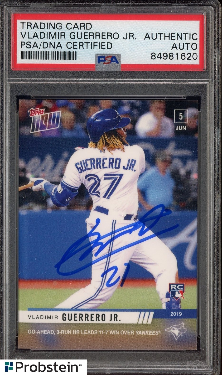 Vladimir Guerrero Jr Signed 2019 Topps Now #334 Blue Jays RC Rookie PSA/DNA AUTO