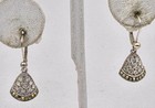 Vintage Sterling Silver Designer Judith Jack Marcasite clear stone Earrings