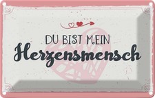 Blechschild 12x18 cm Du bist mein Herzensmensch Spruch Zitat Deko Geschenk Metal