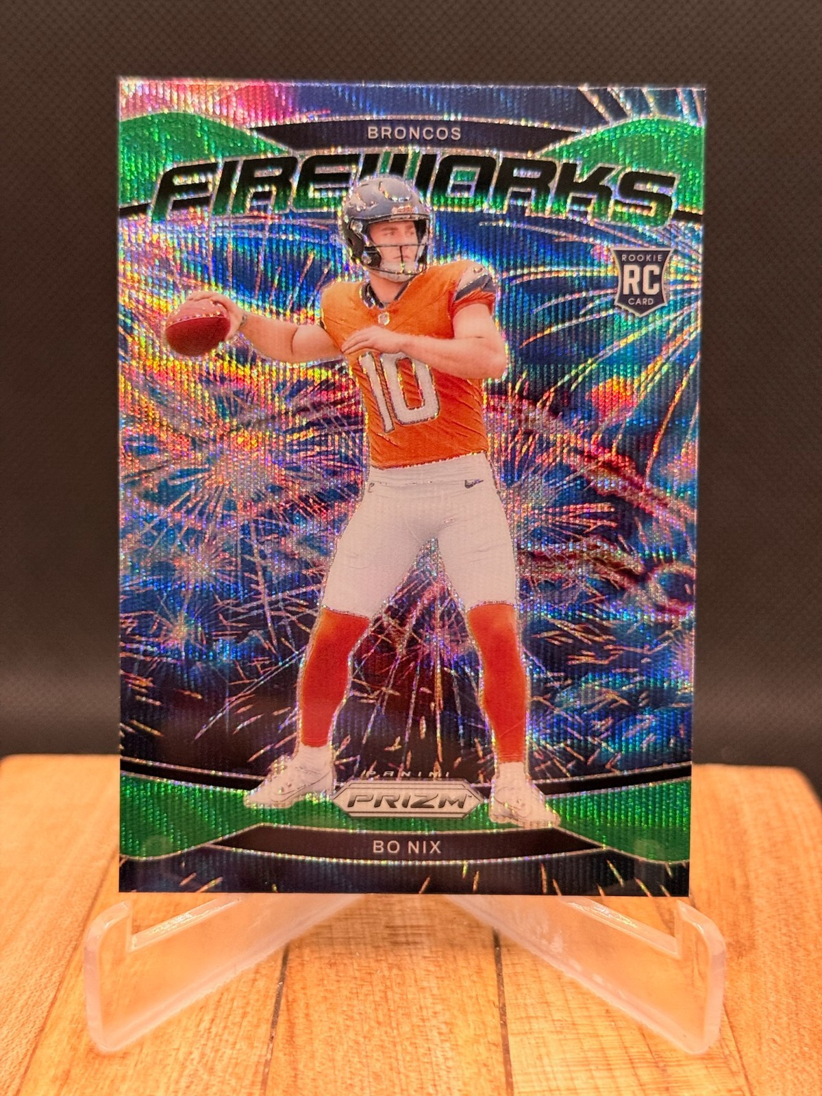 2024 Panini Prizm - Fireworks Bo Nix #23 Green Wave Prizm (RC)