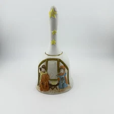 VTG 1985 Christmas Nativity Manger Scene BELL Porcelain Hand Painted Jesus Mary