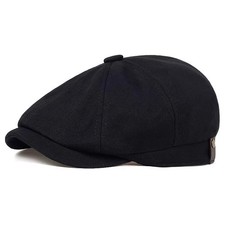 Newsboy Hat Flat Cap Driver Herringbone Tweed Plain Wool Baker Boy Classic Golf 