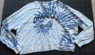 Barefoot Bar Okoboji Women s Long Sleeve Crop Pullover Tie Dye Blue Size Medium