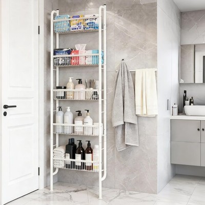 Behind The Door Storage 5 Tiers Behind Door Shelf, Space-Saving Bathroom Door...