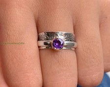 Spinner Ring, Amethyst Gemstone Ring, 925 Sterling Silver Ring, Handm  All size