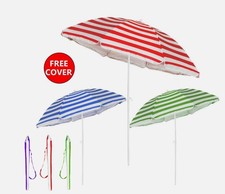 Beach Tilting Parasol Umbrella 1.8m Patio Garden Outdoor UV Protection Sun Shade