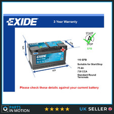 EFB Car Battery fits LAND ROVER DISCOVERY SPORT 2.0 2.0D 2.2D 2014 on Stop Start