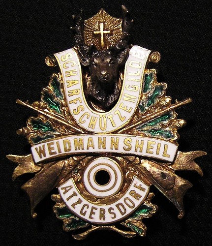 VTG AUSTRIAN SCHARFSCHÜTZENGILDE WEIDMANNSHEIL ATZGERSDORF SHOOTING MEDAL BADGE