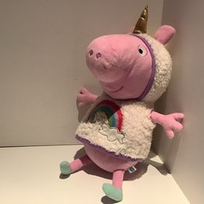 Large 40cm Peppa Pig Unicorn Rainbow Plush Soft Toy Rare