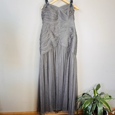 White by Vera Wang Sz 20 Strapless Gown Women Tulle Maxi Formal Dress Gray Taupe