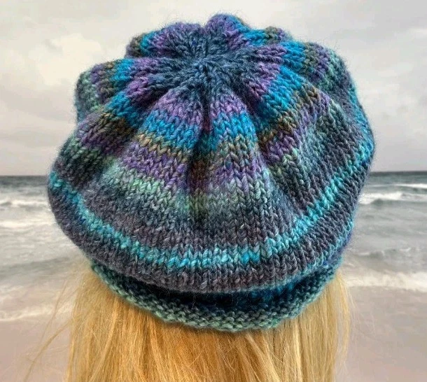 Usado en Excelente Condición Seda Mohair Lana Tejido Sombrero Púrpura Azul Foto 3 de 4