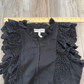 Apiece Apart Black Eyelet Ruffle Sleeve Jumpsuit No Belt Hook Closure Limon