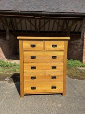 Oak Furniture Land 2 Over 4 Tallboy Solid Oak Rustic Farmhouse Chest Of Drawers